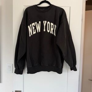 Brandy Melville Black Crewneck Sweatshirt with White "NEW YORK" Lettering